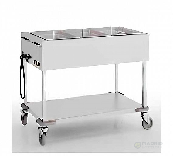 Eratos Carro Baño María Seco Fondo 69 cm Capacidad 2 a 5 GN 1/1